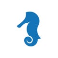 Illustration of blue seahorse icon silhouette vector