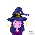 Illustration blue witch girl character design vector