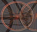 Illustration of blurry Bicycle wheels with old chains Royalty Free Stock Photo