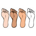 Illustration of body part, plant or sole of right foot, ethnicity