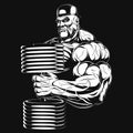 Illustration: bodybuilder with dumbbell