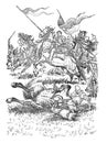 Illustration from the book Bohdan Khmelnytskyi, M. Starytskyi. CIRCA 1648: Battle of Polyavtsy September 11-13, 1648 Royalty Free Stock Photo