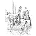Illustration from the book Bohdan Khmelnytskyi, M. Starytskyi. CIRCA 1645: Farewell of the Cossacks: Bohdan Khmelnytskyi and