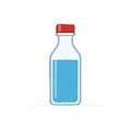 Illustration of a bottle filled with blue liquid, red cap Royalty Free Stock Photo