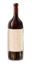 Illustration with a bottle of red wine isolated on white background. Wine collection. Gourmet drinks. Blank label.