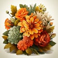 an illustration of a bouquet of autumn flowers