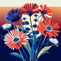 Illustration of a bouquet of gerberas and daisies AI Generated