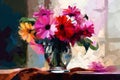 Bouquet of gerberas in a vase on the table