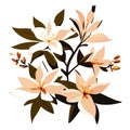 Illustration of a bouquet of lilies on a white background generative AI