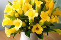 Bouquet of yellow calla lilies in a vase Royalty Free Stock Photo