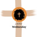 illustration bowl with ashes for ash Wednesday on crucifix background