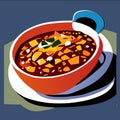 Illustration of a bowl of hot chili con carne in a flat style AI generated Royalty Free Stock Photo