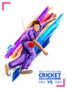 Bowler bowling in cricket championship sports