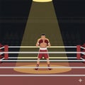 Illustration of a boxer standing confidently in the ring under a spotlight, ready for competition Royalty Free Stock Photo