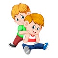 Boy and her brother on her back playing together Royalty Free Stock Photo