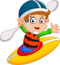 Illustration of boy Maneuvering a Kayak Royalty Free Stock Photo