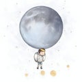 Boy and moon illustration