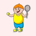 Illustration of a boy playing lawn tennis