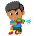 Boy playing with water gun Royalty Free Stock Photo