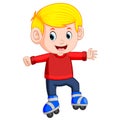 Boy riding on roller skates Royalty Free Stock Photo