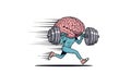 Brain Training Strong Brain Lifting Weights, Mental Fitness Royalty Free Stock Photo
