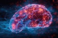 An illustration of a brain with a glowing network of connections Royalty Free Stock Photo