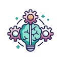 Creative Idea Generation: Brain, Gears, Lightbulb, Innovation, and Problem-Solving Concept Royalty Free Stock Photo
