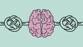 Illustration of a brain with two knots. Mental health