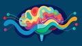 An illustration of a brain with waves of different colors pulsing through it representing the different brain states Royalty Free Stock Photo