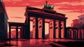 Illustration of Brandenburg Gate Berlin, Generative AI Royalty Free Stock Photo