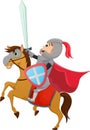 Illustration of Brave Knight riding on a horse