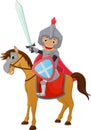 Illustration of Brave Knight riding on a horse