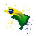 Brazil happy independence day country map on flags color template Royalty Free Stock Photo