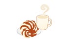 Illustration of bread coffee mug on white background