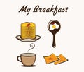 illustration with breakfast items