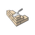 Prespective illustration of bricklayer work Royalty Free Stock Photo