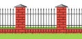 Illustration of bricks fence with forging.