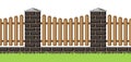 Illustration of bricks fence with wooden boards.