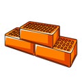 Illustration of bricks stack. Housing construction item. Industrial building symbol.