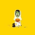 Illustration Bride of Frankenstein monster character for halloween in a flat style Royalty Free Stock Photo