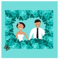 Illustration with bride and groom