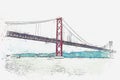 Illustration Bridge called April 25 in Lisbon in Portugal