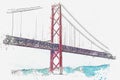 Illustration Bridge called April 25 in Lisbon in Portugal