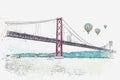 Illustration Bridge called April 25 in Lisbon in Portugal