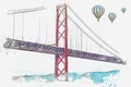 Illustration Bridge called April 25 in Lisbon in Portugal