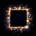 illustration of bright and colorful fireworks making a border or frame with copy space on black Royalty Free Stock Photo