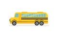 Yellow school bus with black stripes. Passenger motor vehicle. Urban transport. Flat vector icon Royalty Free Stock Photo