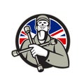 British Tyre Technician Lug Wrench Union Jack Flag Circle Icon