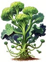 Illustration of broccoli plant on white background