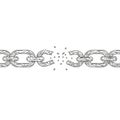 Illustration of a broken chain drawn in black and white. The chain has a series of Royalty Free Stock Photo